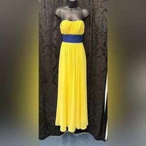 Strapless Yellow and Blue Chiffon Formal Bridesmaid Dress NWT Various Sizes